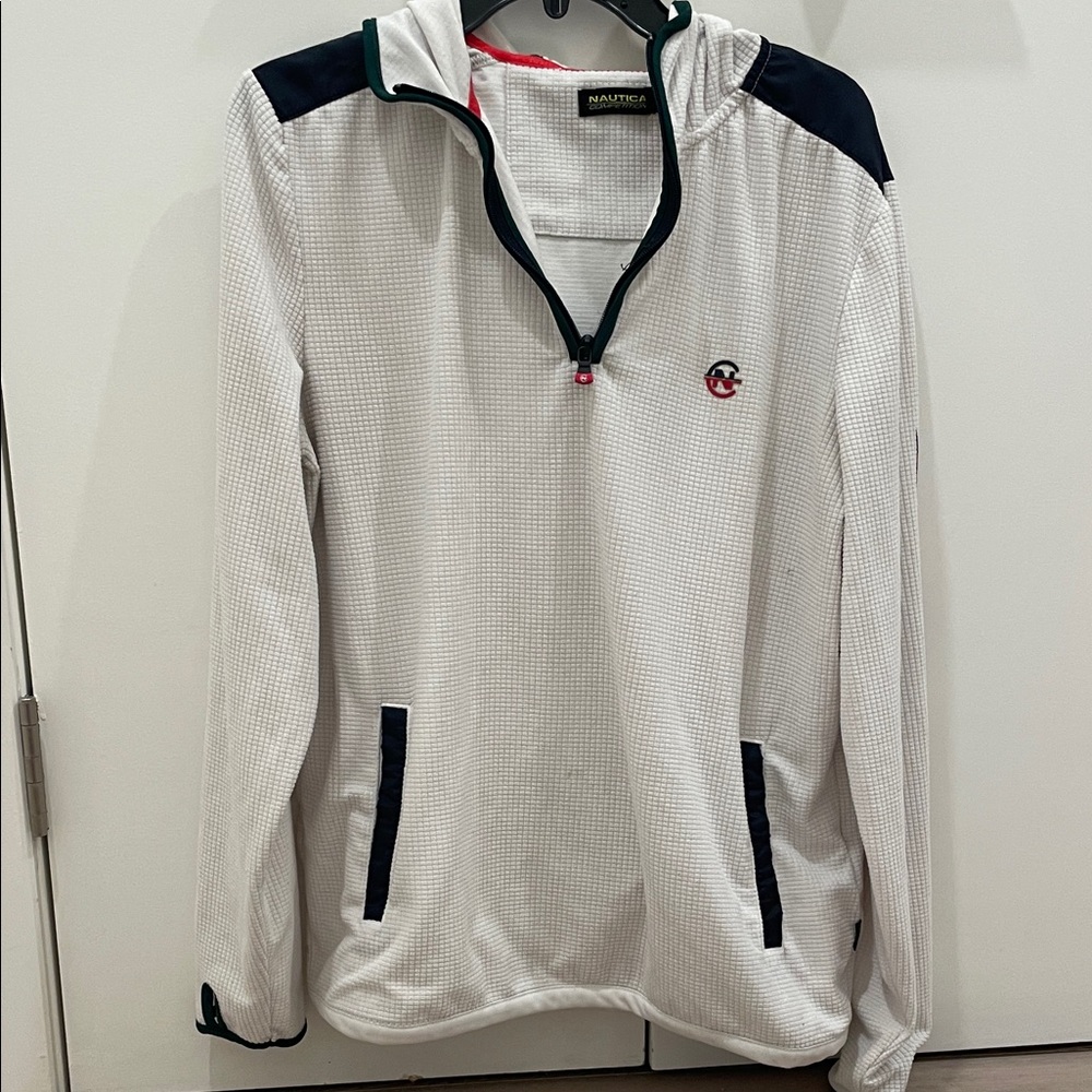 Nautica White and Black Half-Zip Pullover